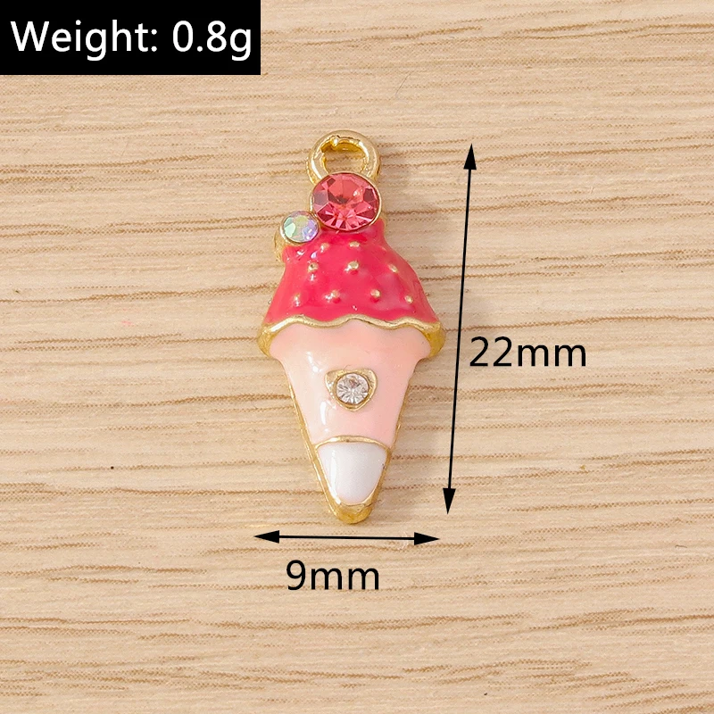 Tusember 10 Stück Niedliche Lebensmittel-Anhänger aus Emaille, Sommer-Eiscreme-Anhänger für Schmuckherstellung, Ohrringe, Halsketten, DIY-Zubehör – Detail 8
