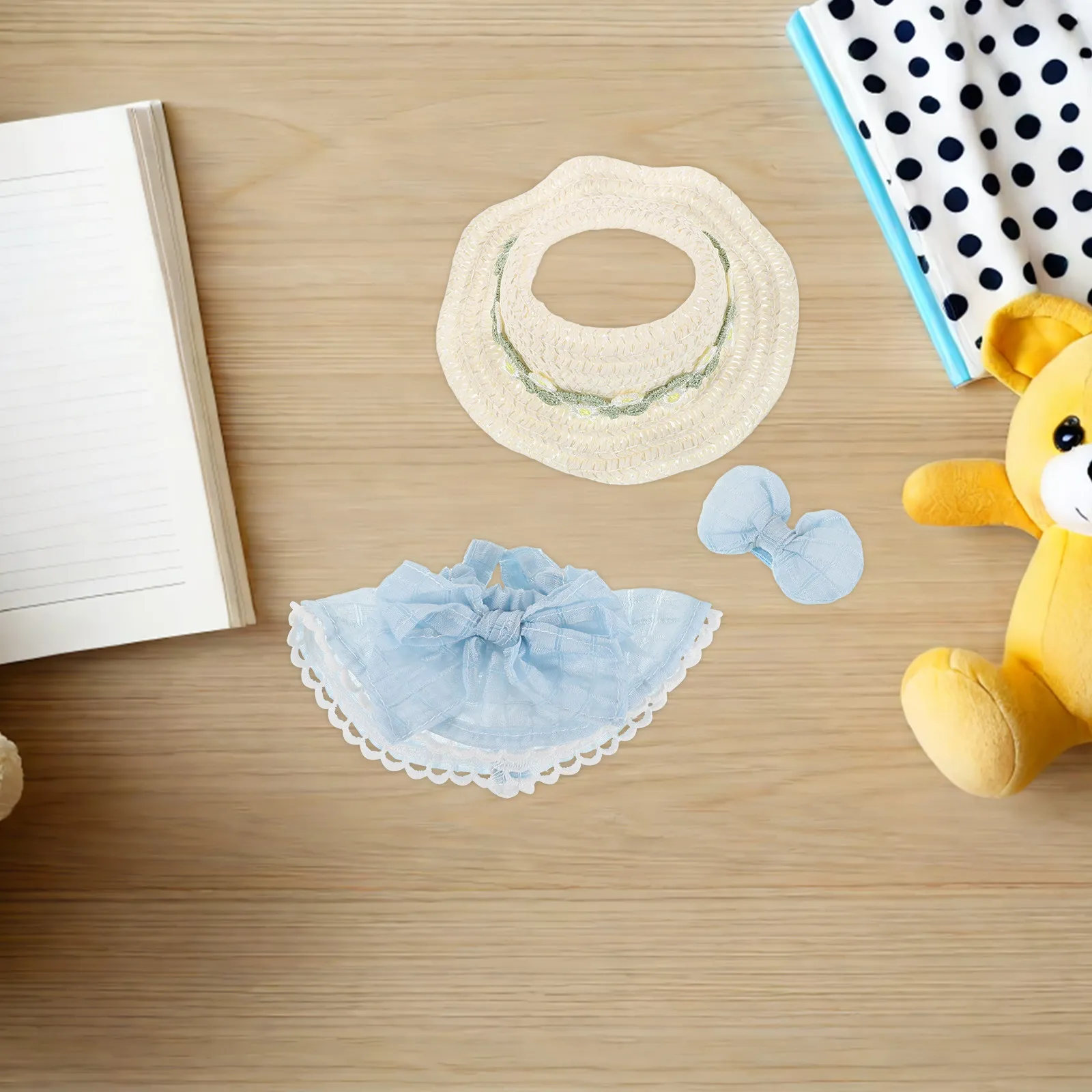 

1Set Mini Outfit Accessories Creative Skirt Miniature Hats Hairpin for 17Cm Mini House Dress Up Cosplay Party Decor Supplies