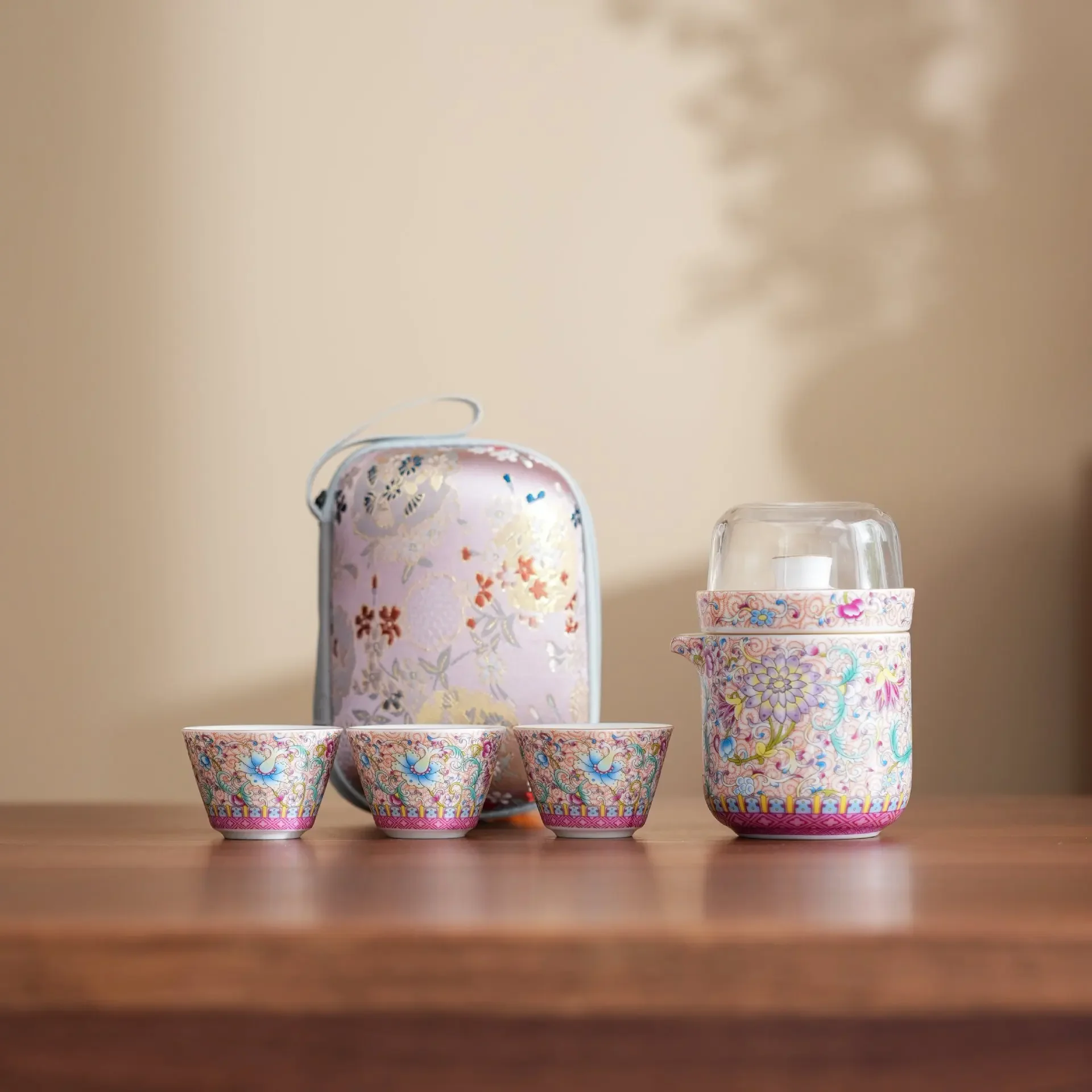 Tea Ceremony Set Designer Colorful Luxury Tool Set Enamel Travel Tea  Outdoor Portable Quick Cup Outing Travel Maker