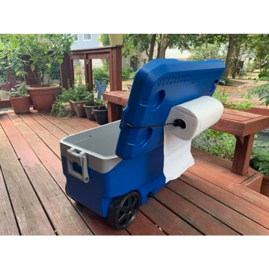 Paper Towel Holder - Versatile Patended Paper Tissue Holder - Durable Stand with Hooks for RV, Grill, Camping, Garage, Boat - O
