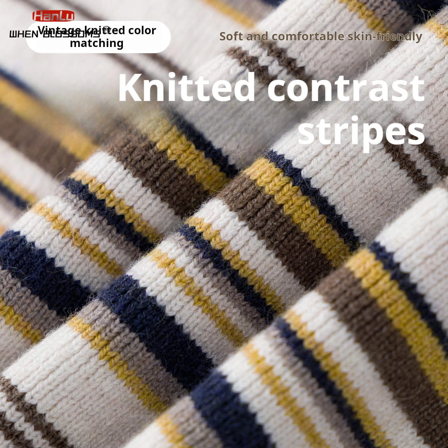 Hanlu 2025 Unisex Japanese Vintage Stripe Polo Sweater Fake Two Piece Couple Oversized Long Sleeve Knitwear