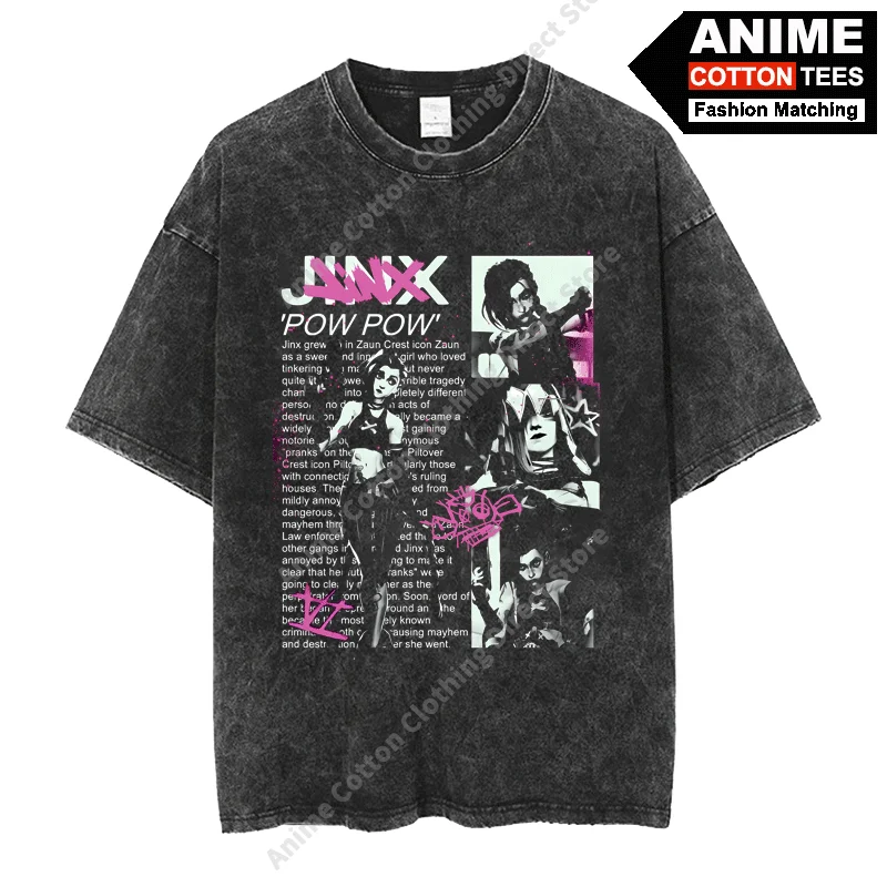 

Футболка с принтом плаката LOL-Games 'Robbery Loli' Jinx в стиле хип-хоп, уличный стиль, хлопковая черная футболка для мужчин и женщин, футболки с короткими рукавами