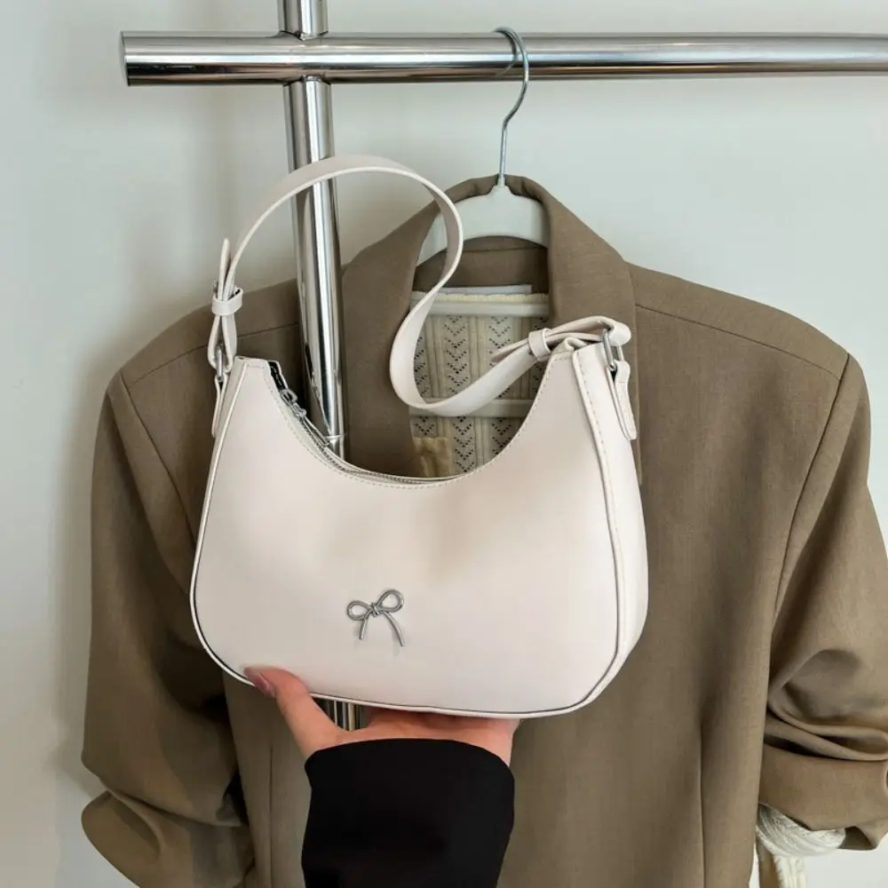Fashionable PU Leather Bowknot Armpit Bag Korean Solid Color Bowknot Underarm Bag Luxury Sweet Y2K Handbag Girls