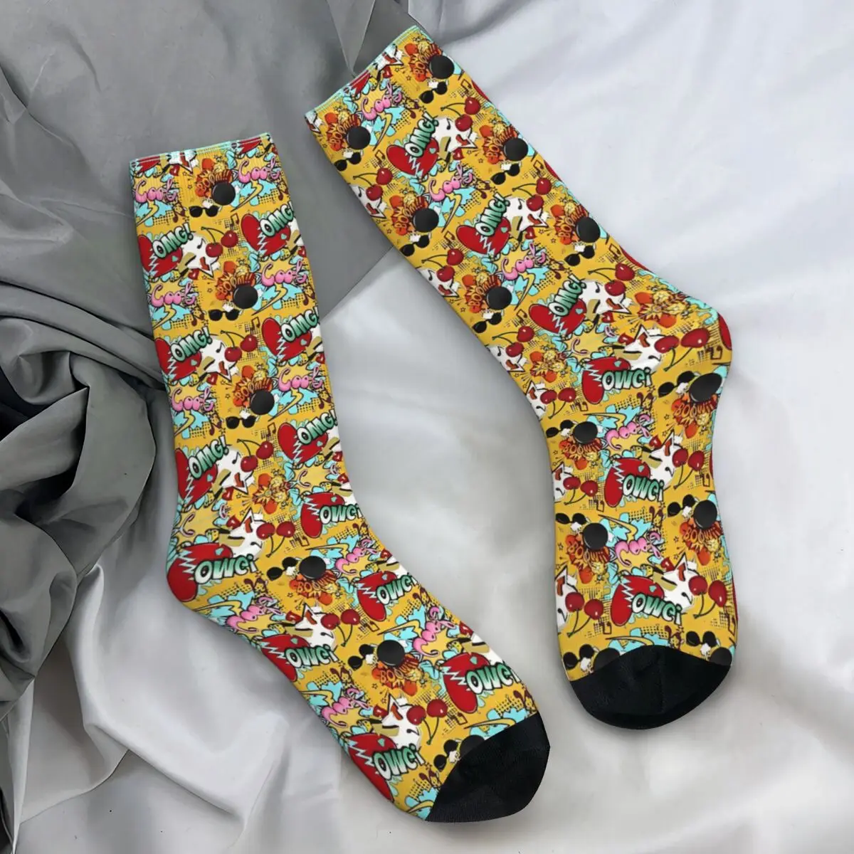 Comic Book Explosion Vintage Graffiti Art Pattern Socks Winter Stockings Casual Men Comfortable Socks Design Outdoor Socks