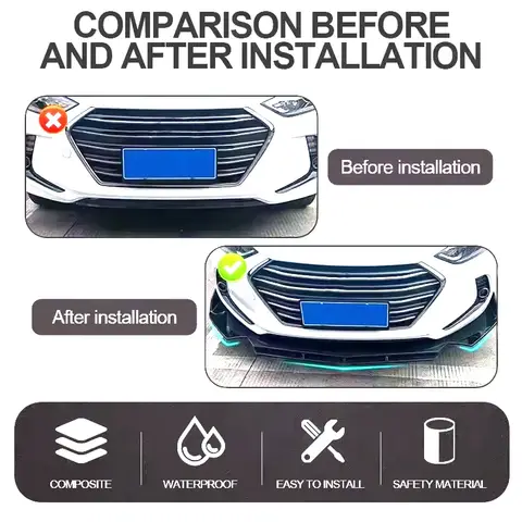 For Peugeot 408 5-Segment Adjustable Front Bumper Lip Splitter Body Kit
