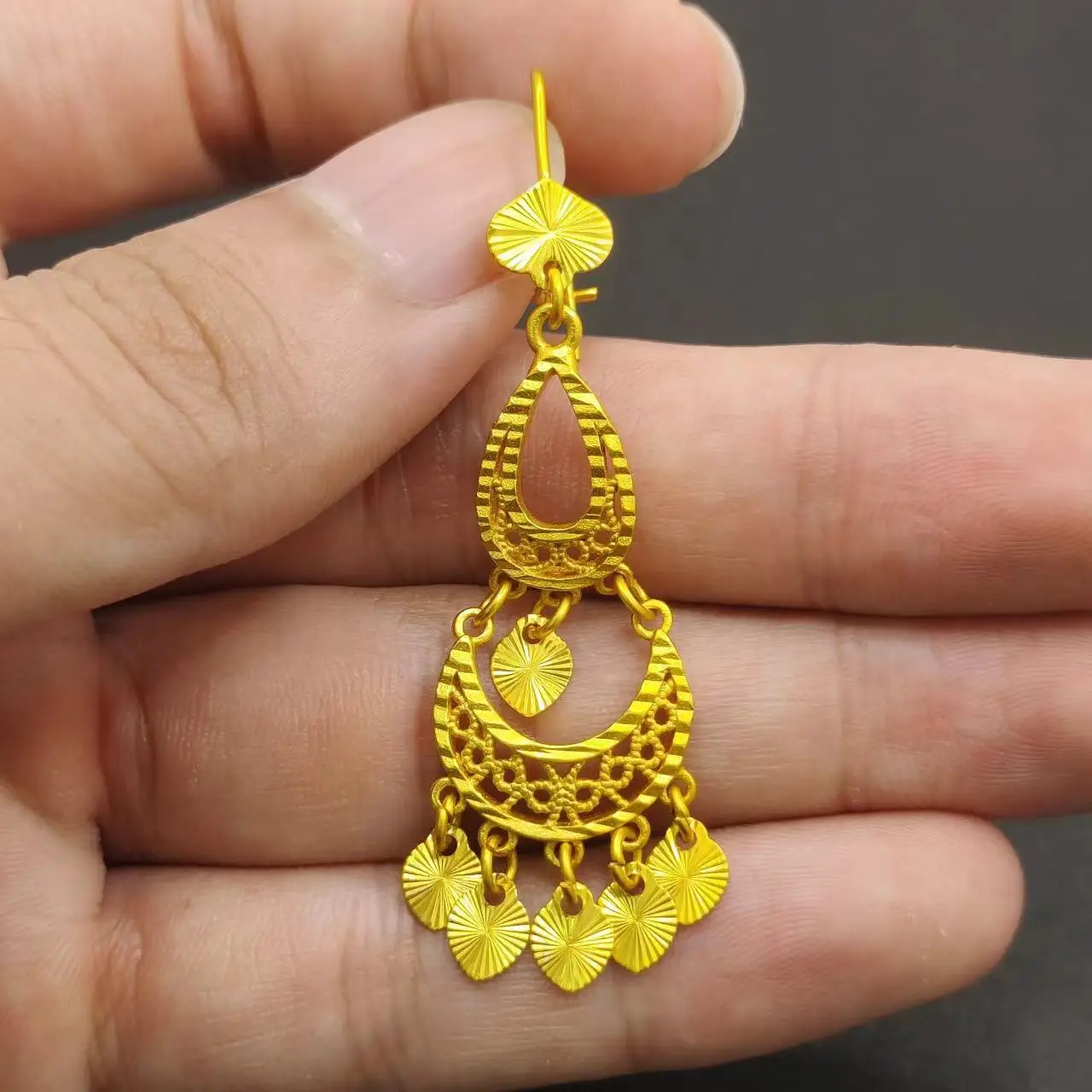 Elegant Tassel Piercing Drop Earrings For Women Fashion Hanging Hoops Pendant Earring Gold Color Low Price Girl Items Jewelry