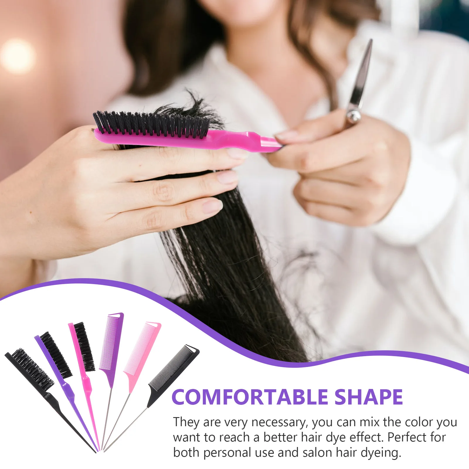 

3set Highlight Comb Hair Dyeing Brush Set Reusable Salon Home Use Professional Hair Coloring Comb Brush Kit Plastic Combs For