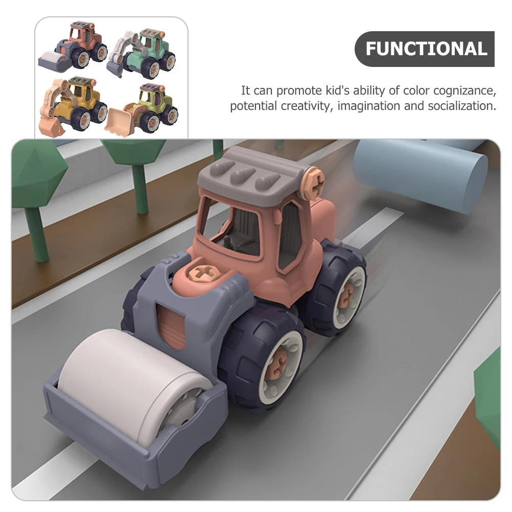 4 قطع لعبة سيارة البناء الصغيرة البلاستيكية تجميع السيارات مجموعة ألعاب محرك الأطفال ألعاب الأطفال خفيفة الوزن وناعمة