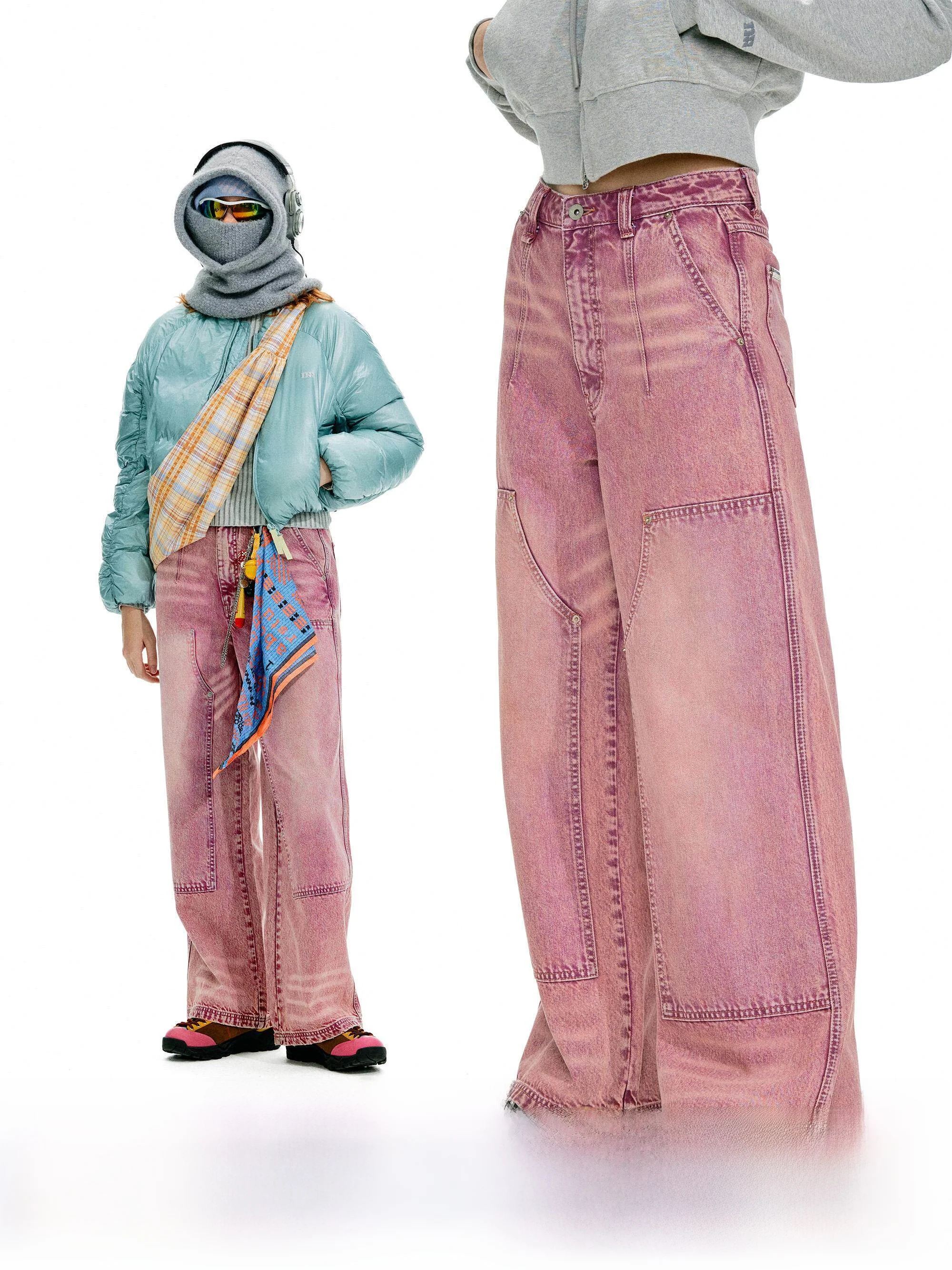 

Retro Cleanfit Logging Jeans Heavy Duty Straight Leg Double Knee Women's Jeans Cotton Straight Cut Loose Fit Autumn Wear