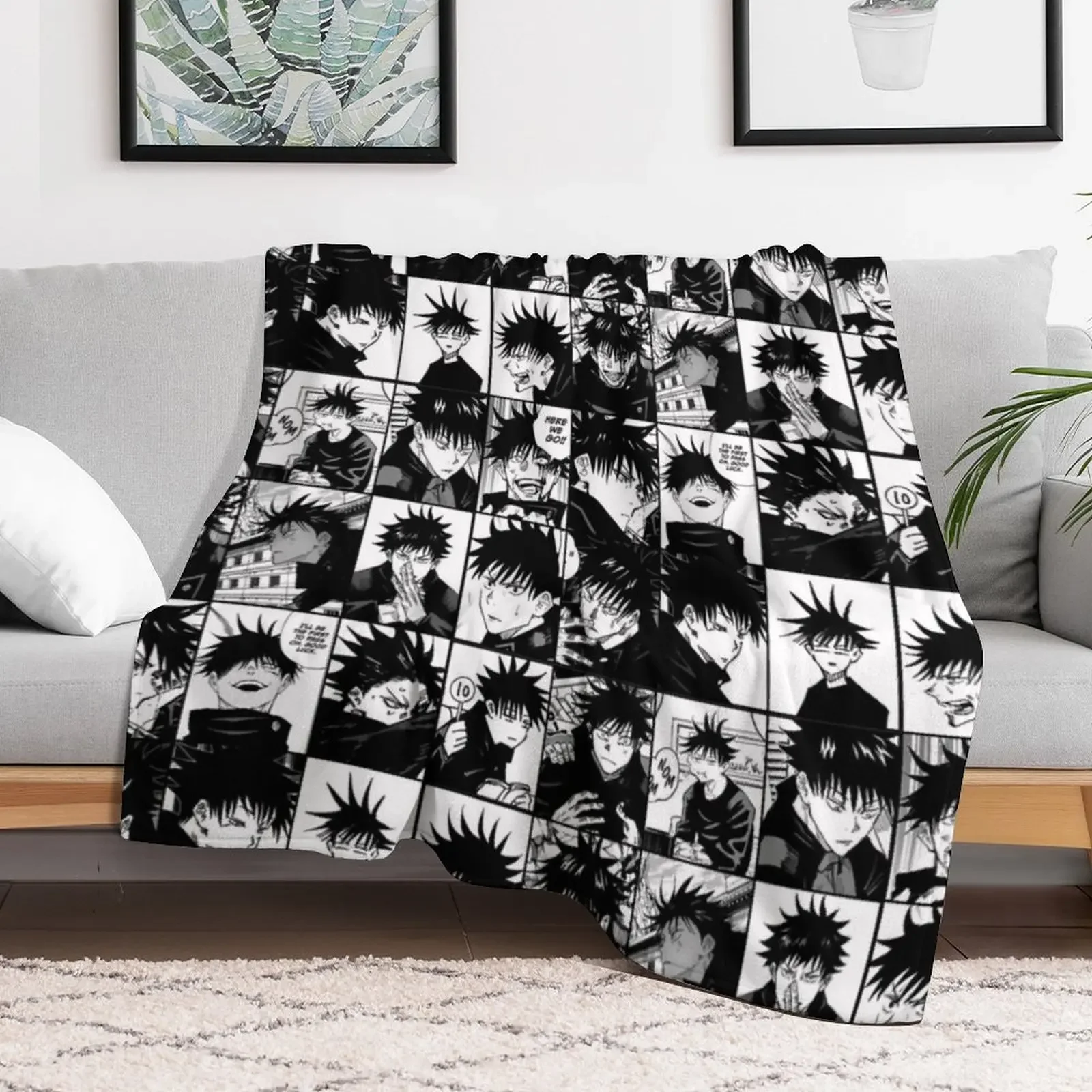 Fushiguro Megumi manga collage -black and white version Throw Blanket Luxury Retros For Decorative Sofa for sofa Blankets