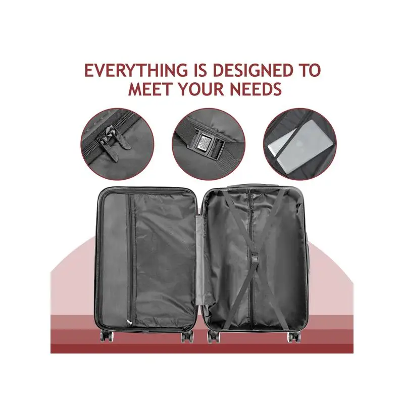 حقيبة تروللي بعجلات 4 في 1 مخططة عمودية منحنية - تصميم أحمر عتيق للسفر والتنظيم #6