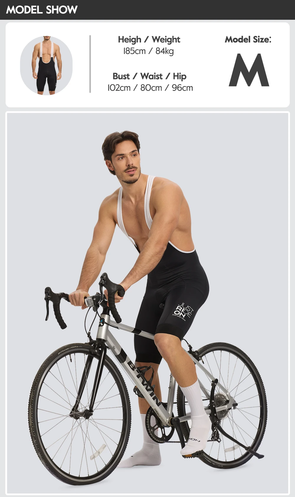 RION Herren Radsport-Trägerhose Rennrad MTB Tights Dolomiti 8H Polsterung Pro Fahrradbekleidung Sommer Sportbekleidung Atmungsaktiv – Detail 9