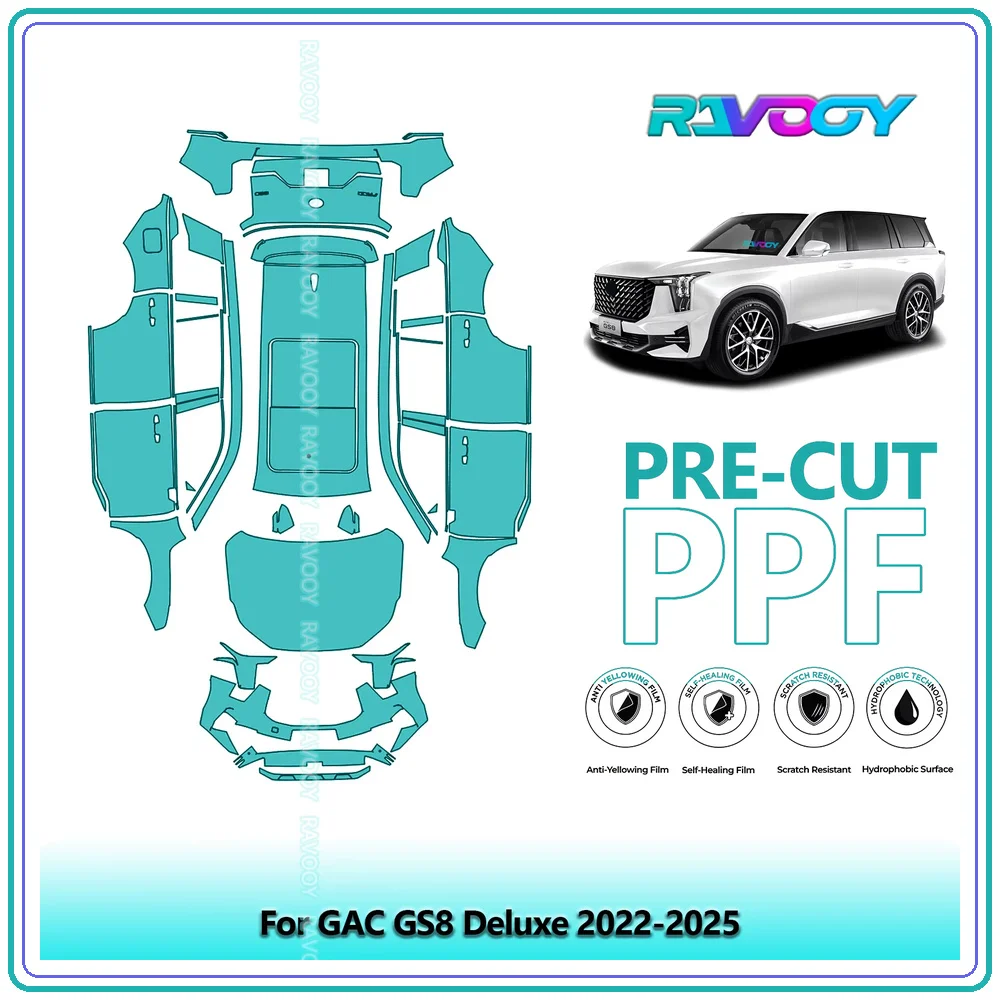 For GAC GS8 Deluxe 2022-2025 Full Body 8.5Mil Pre-Cut Paint Protection Film PPF Clear Bra Kit | Clear/Matte/Black Finish Options