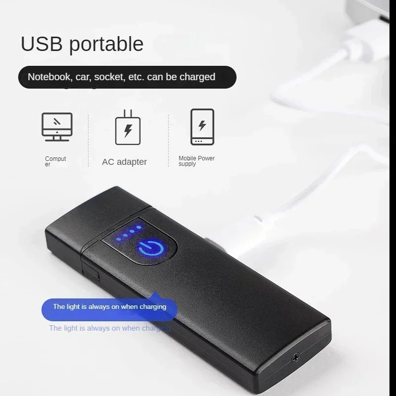 New USB Rechargeable Smoking Cigarette Lighter Mini Electric Heating Wire Lighter Windproof Portable Electronic Lighters Gift