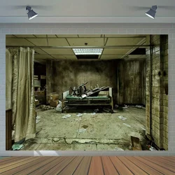 1pc, Halloween photography background, abandoned hospital darkroom pattern, ghostly banner decoration