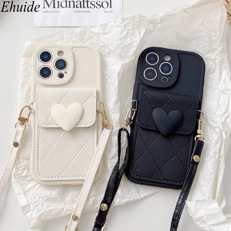 Love-Hülle für iPhone 18 17 Pro Max Air 16 12 13 14 15 Plus mit Ständer, Trageband, Kartenfach, Umhängeband, Lanyard, Tasche, weiche Hülle