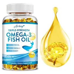 Omega 3 Fish Oil - Helps Brain & Cardiovascular System, Relief Eye Fatigue, Improve Cognitive & Learning Ability