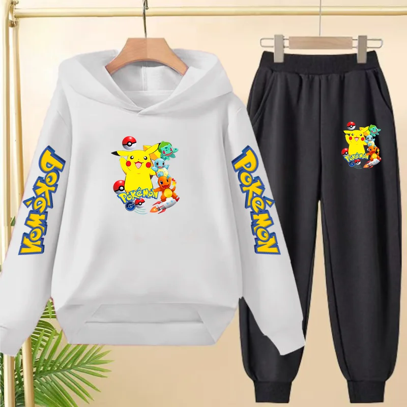 Kinder-Kapuzenpullover, hübsche Anime-Kleidung, 3–12 Jahre, elektrische Maus, heiß verkauft, Mantel, Sweatshirt + Hose, 2P, Jungen, Mädchen, Kleinkind, Freizeit-Set