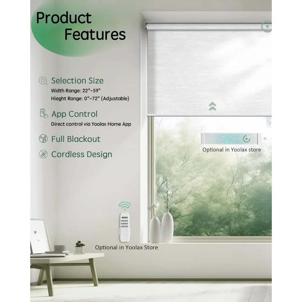 Cortinas de filtragem de luz motorizadas automáticas para quartos, persianas sem fio com controle de aplicativo para Windows