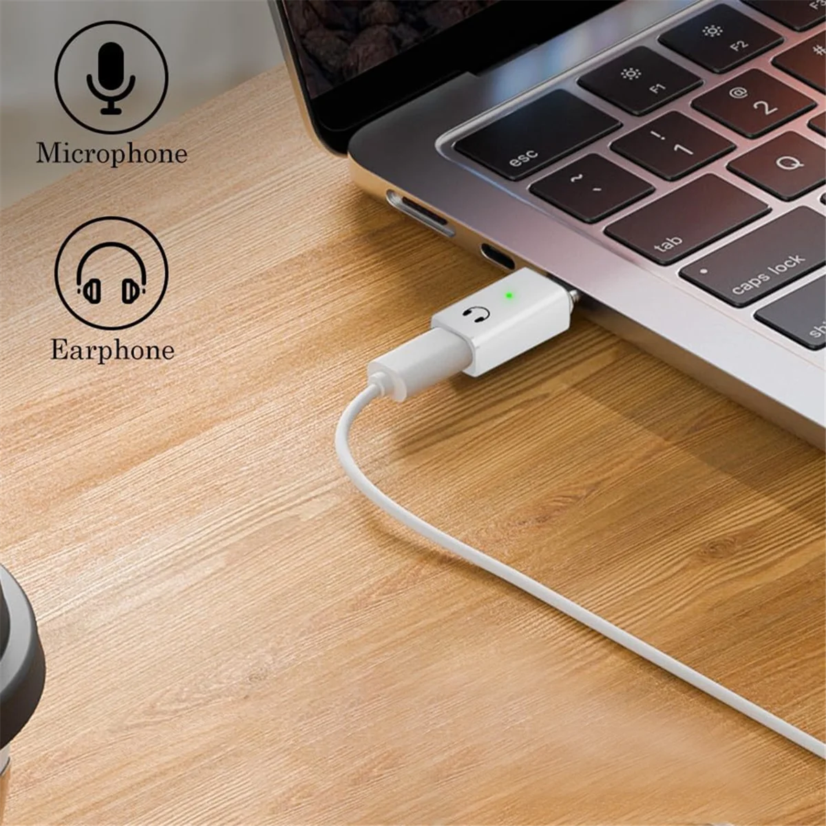 AT42 USB-C Male to Female Audio Adapter, USB Type C to for Interface Headphone Converter for 15/15 Plus White