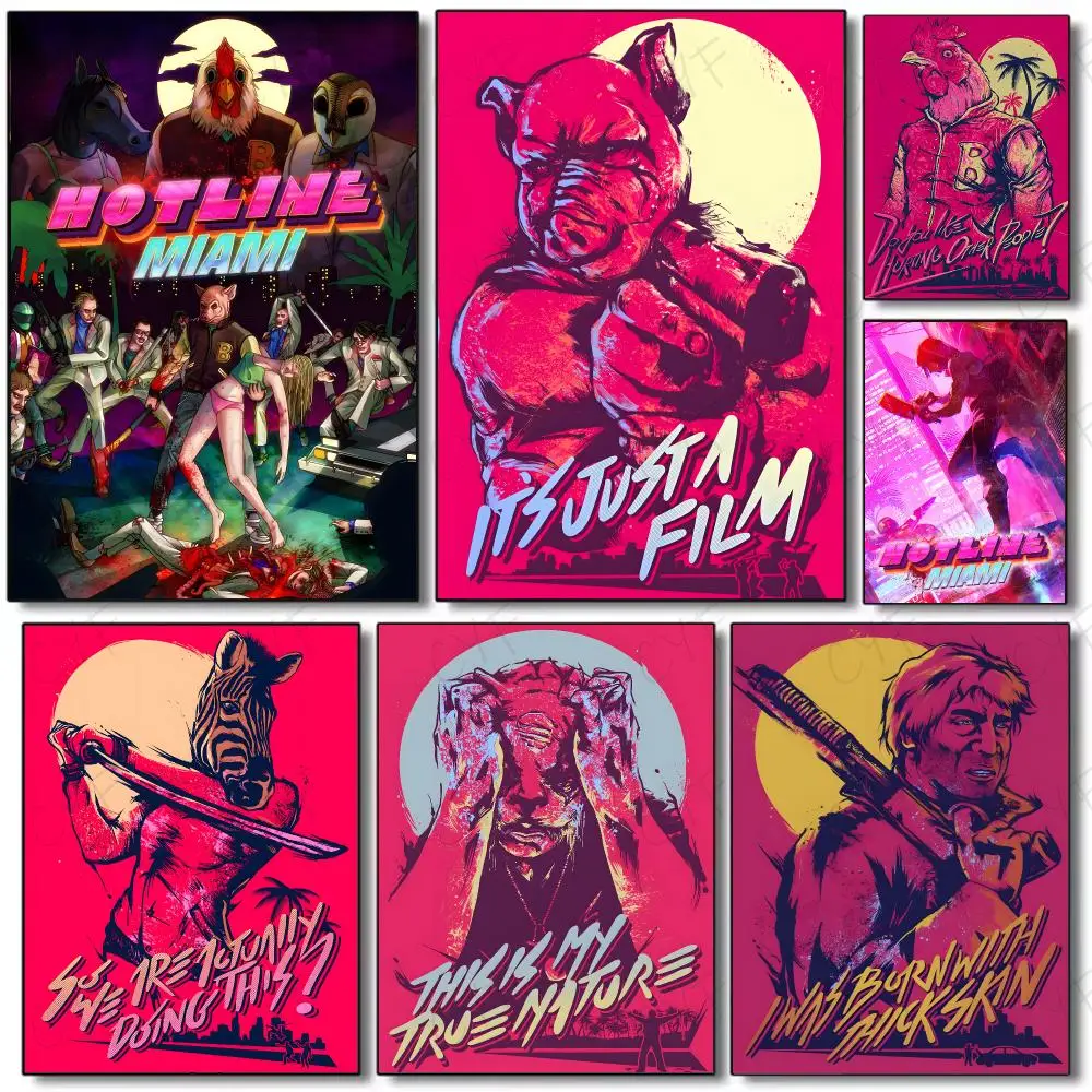 Game Shooter Hotline Miami Poster Painting Wall Art Mural for Living Room Home Decor and Gifts