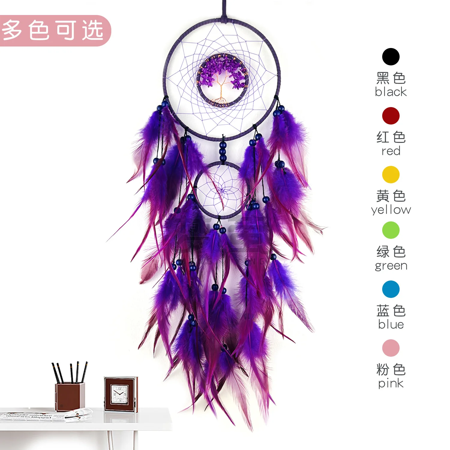 Wind Chimes Handmade Dream Catcher Net With Feathers Wall Hanging Dreamcatcher Craft Gift Christmas Decoration For Home