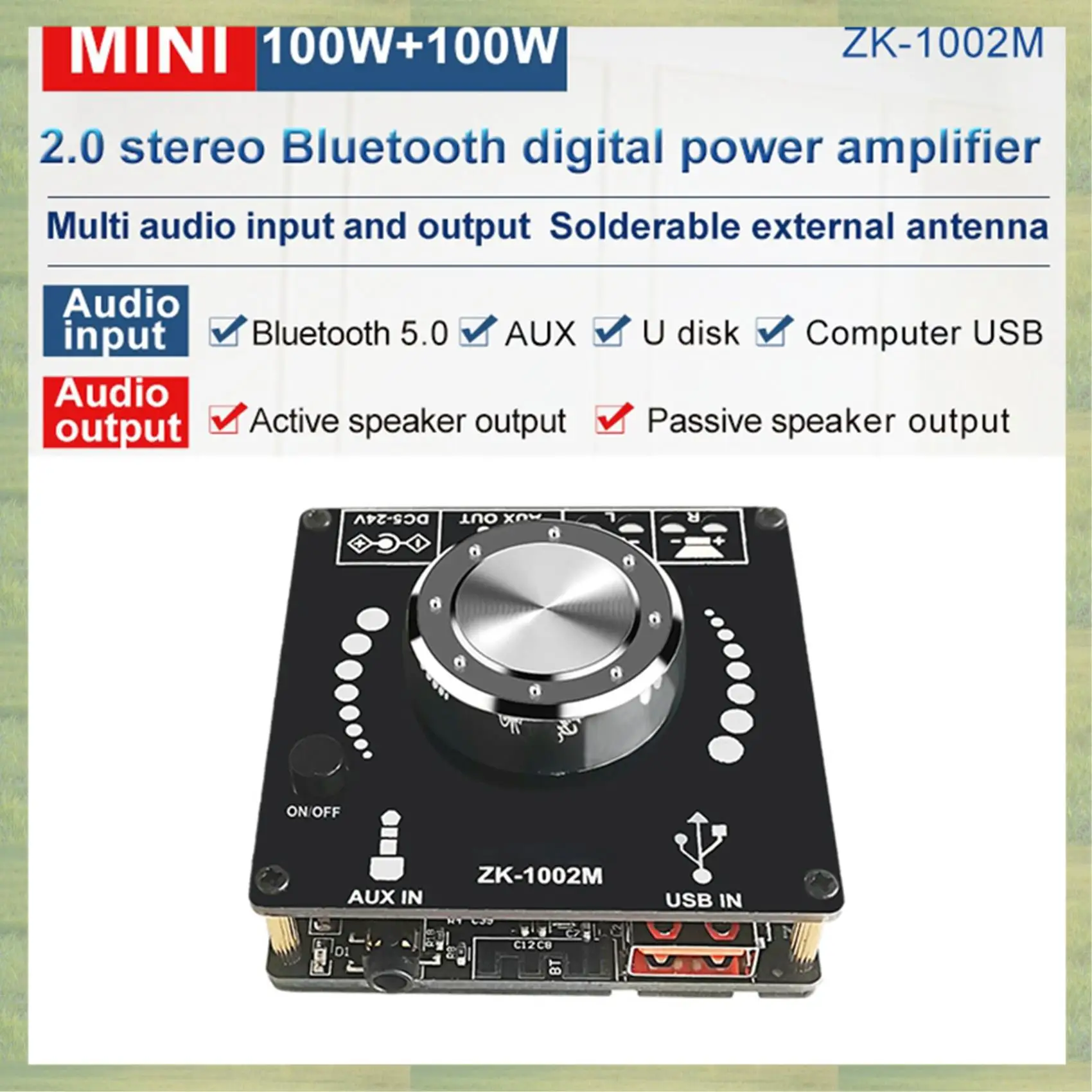 N15R-2X ZK1002M Bluetooth 5.0 AUX USB อินพุตเสียงเอาต์พุตเครื่องขยายเสียงเครื่องขยายเสียงโมดูล 100Wx2