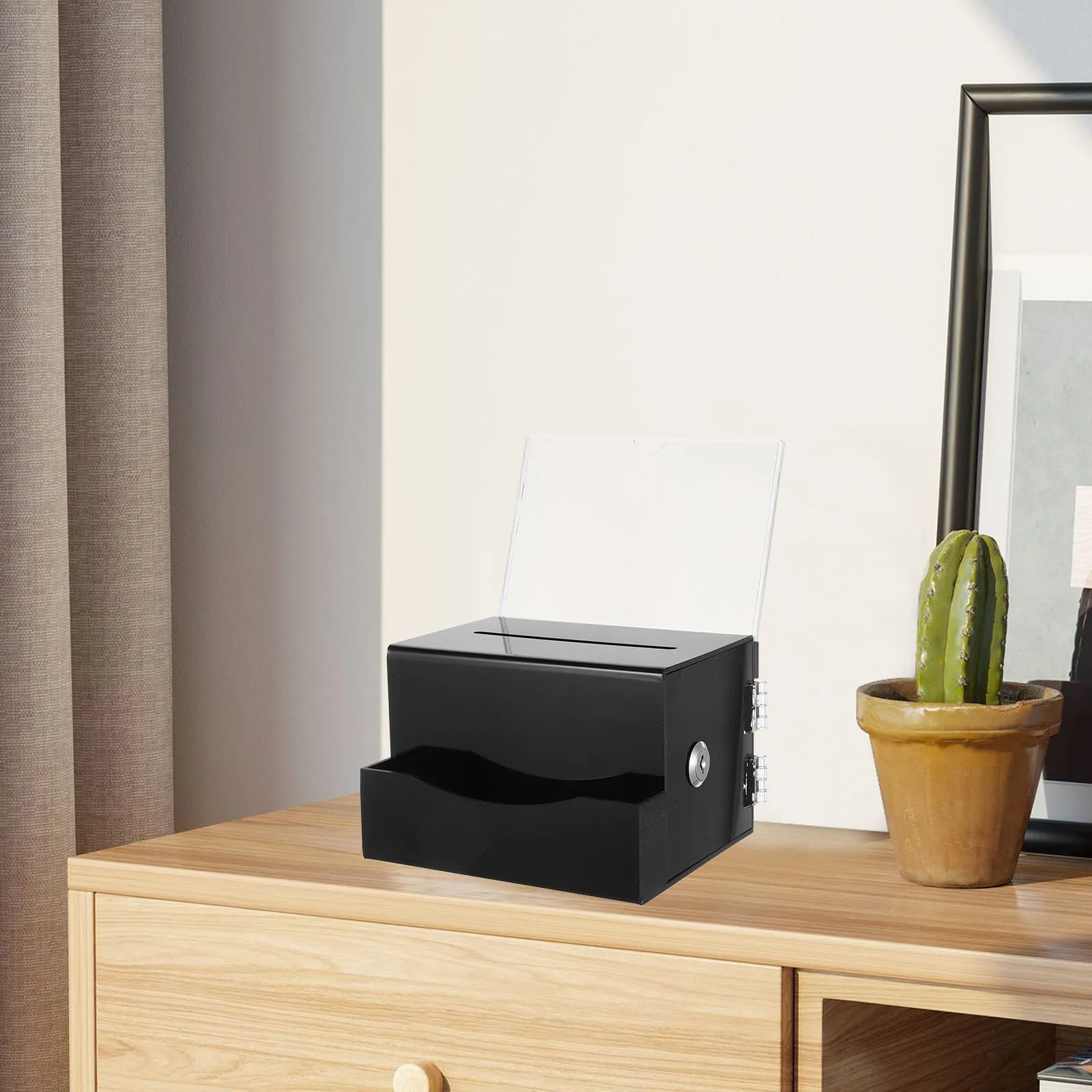 

1 set 1 Set Acrylic Voting Box Lock Donation Suggestion Ballot Collection Box For Fundraising Public Voting Tickets Cash Deposit