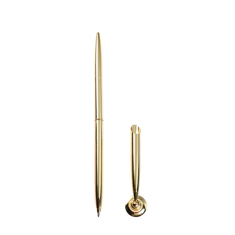 Guest Pen and Pen Stand Round Pen Holder Signing Pen Set Metal Pen Attached to Desk Pen Base Stands for Wedding Office