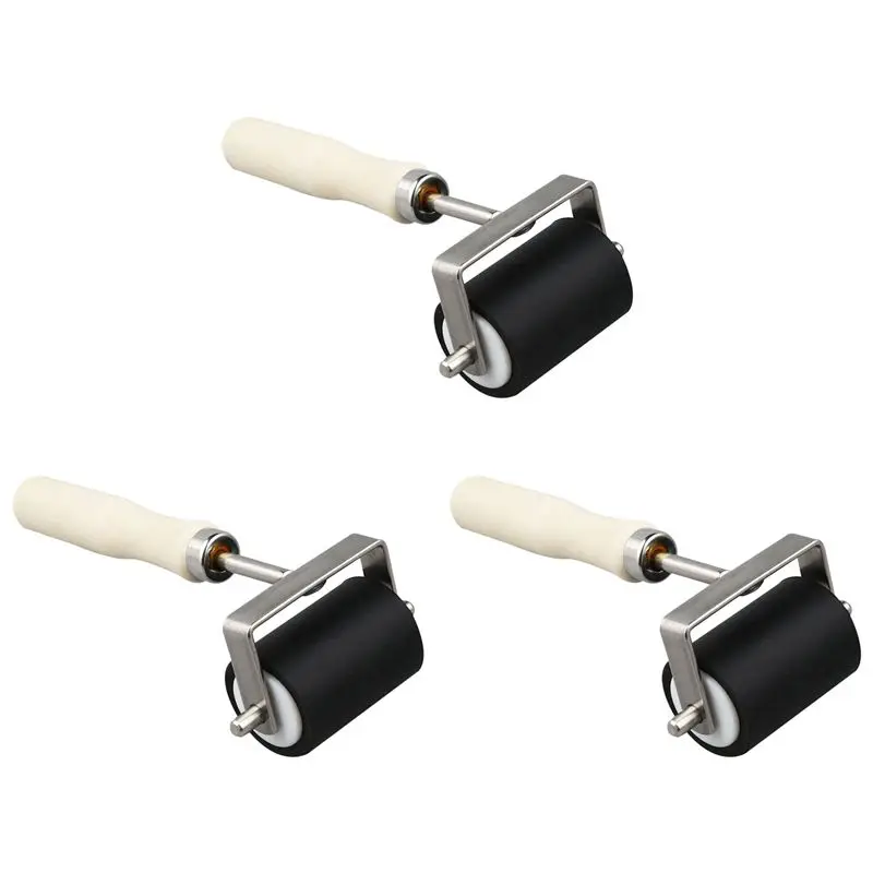 A74E-3Pcs 5Cm Heavy Duty Hard Rubber Roller Printing Inks Lino Brayer Art Craft Tool