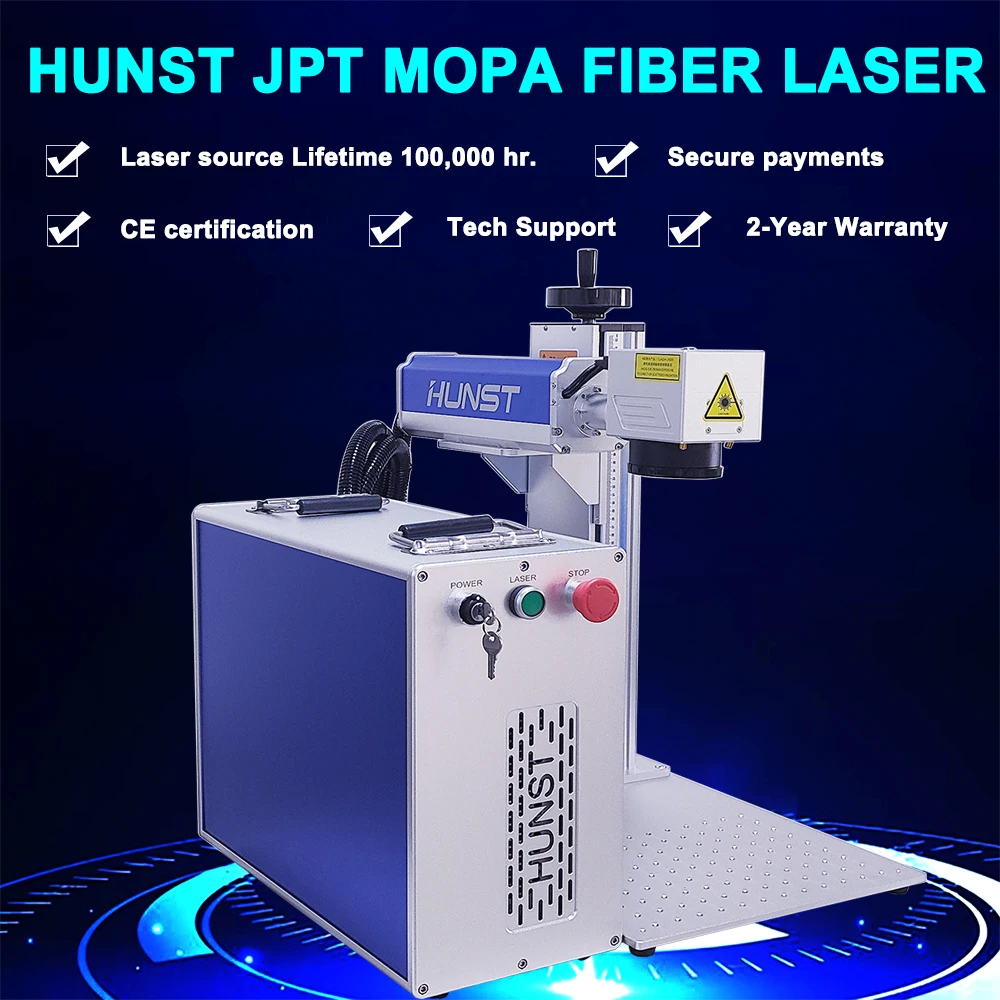 Hunst Fiber Laser Marking Machine JPT MOPA M7 20W/30W/60W/80W/100W Engraving Machine for Jewelry Steel Ring Metal Laser Cutting