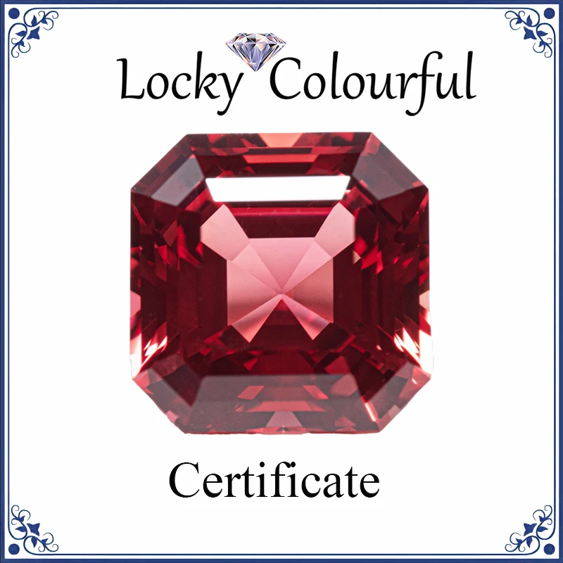 Lab Grown Sapphire Asscher Shape Sunset Red Color Charms VVS1 for DIY Jewelry Making Rings Material Selectable AGL Certificate