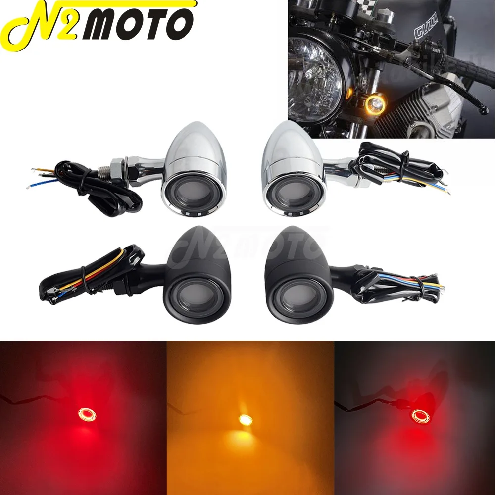 

Aluminium Motorcycle Retro Bullet LED Turn Signals Lamp Indicators Stop Light For Harley Dyna Touring Softail Sportster 883 1200