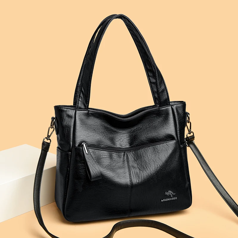 

High Quality Soft Leather Large Women Tote Bags Fashion Women's Shoulder Crossbody Bag 2024 New Luxury Handbag Female Sac a main