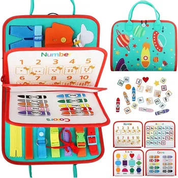 幼児のためのモンテッソーリビジーボード、感覚教育玩具、旅行玩具、1〜3歳