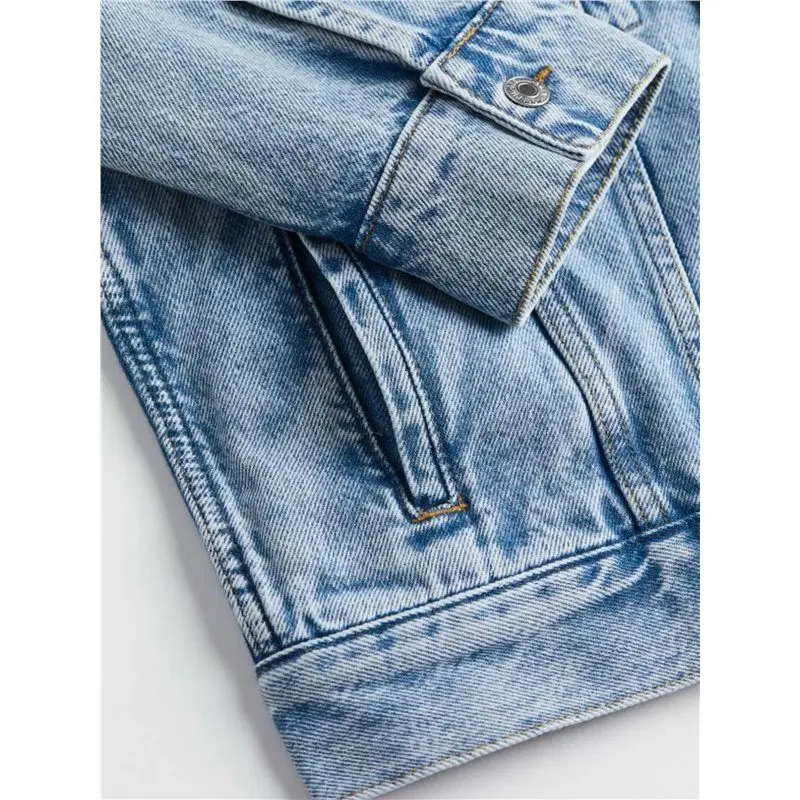 IALJ-سترة جينز قصيرة ملونة بأكمام 3/4 للنساء من قماش الدنيم خفيف وغسول قصير معطف سائق الشاحنة