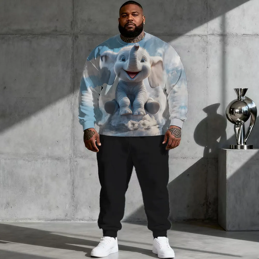 

Мужская толстовка больших размеров S-9xl: забавные животные Vibes — 2 предмета, игривая модная, мягкая теплая ткань, химерные принты Critter