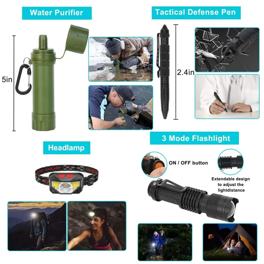 Kit professionale Gear e zaino da campeggio grande, kit di pronto soccorso per accessori per escursioni all'aria aperta