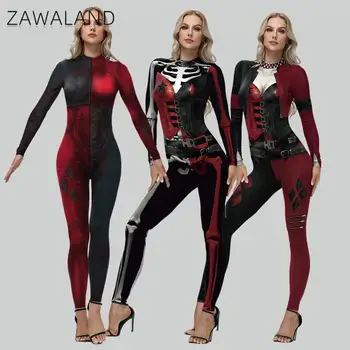 Zawaland ชุดตัวตลกสำหรับผู้หญิงชุดคอสเพลย์ชุดแฟนซีชุดปาร์ตี้เทศกาลฮาโลวีนชุดเต็มตัวชุดบอดี้สูทสตรีชุดแมว