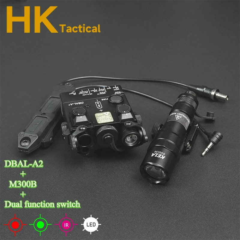 

Тактический фонарик для страйкбола DBAL-A2, красный, зеленый, ИК-прицел, оружие, светодиодный светильник Surefi M300B, фонарик с двойным управлением, набор переключателей давления