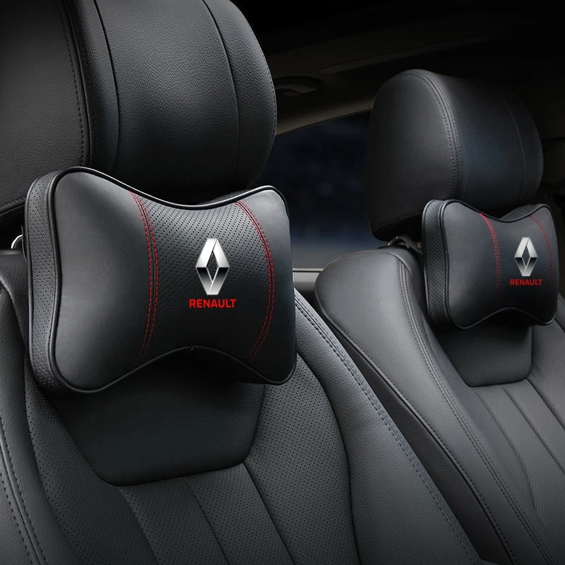 2 pièces pour Renault Koleos Clio Laguna Megane Duster Logan Captur, coussin de siège de voiture, appui-tête en cuir PU, soulagement de la douleur à la tête