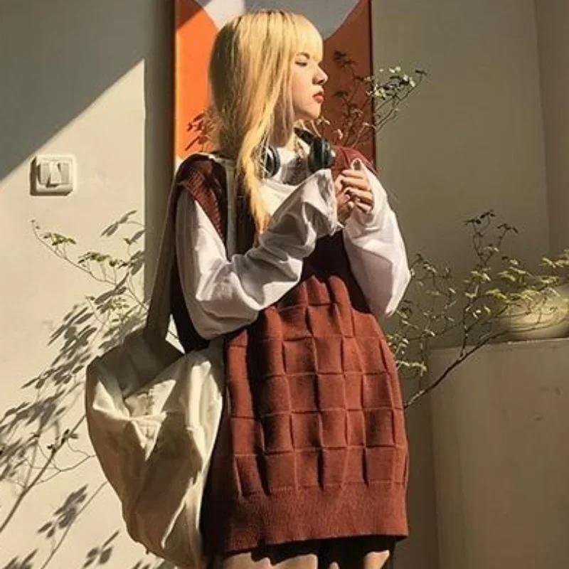 سترة سترة نسائية برقبة على شكل حرف v تصميم مرقع فضفاض على الطراز الكوري اليومي موضة كل مباراة الربيع Жэлаenca خمر الطلاب
