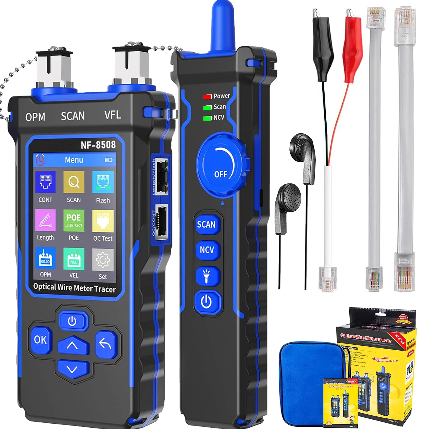 NOYAFA NF-8508 LAN Optical Power Meter Belt LCD Display Measure Length Wiremap Cable Tracker and Network Cable Tester