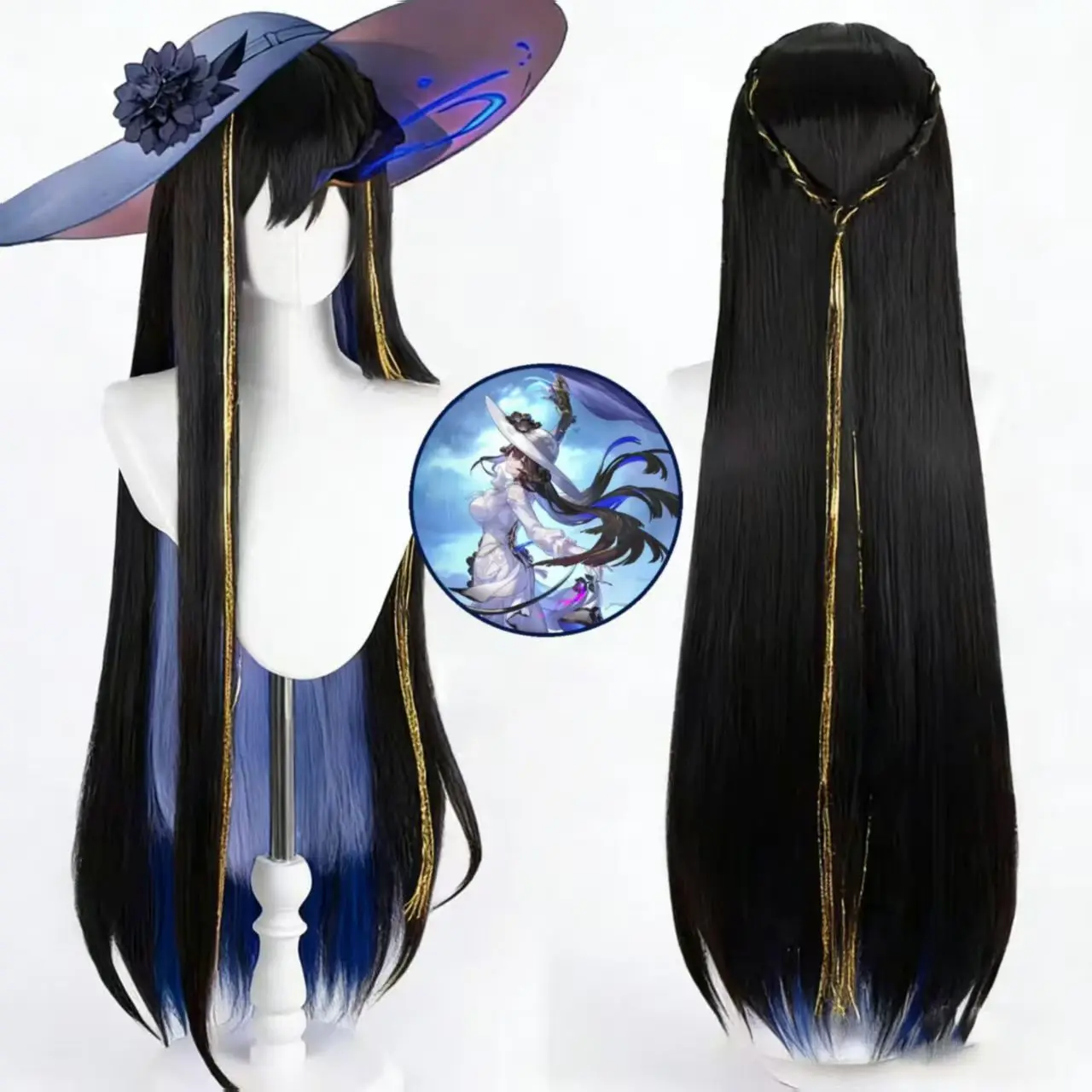 Honkai: Star Rail Constance Dahlia Cosplay Wig Matte High Temperature Fiber Black Blue Gradient Long Hair For Halloween Party