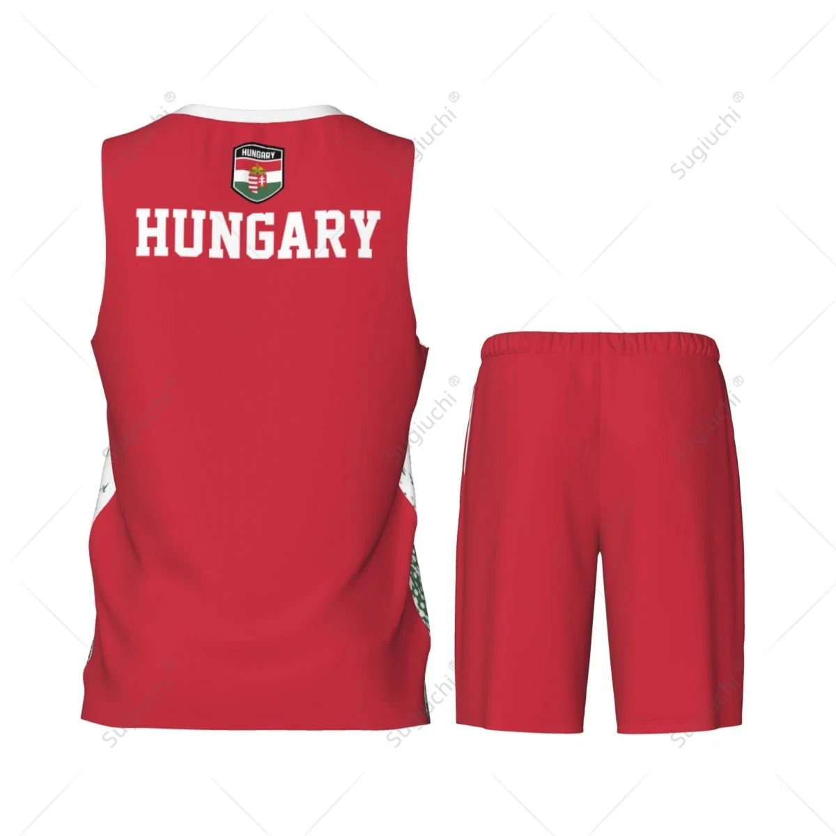 Team-up Hungary Flag Grain Men Basketball Jersey Set Shirt & Pants Sleeveless Custom Name Nunber Exclusive