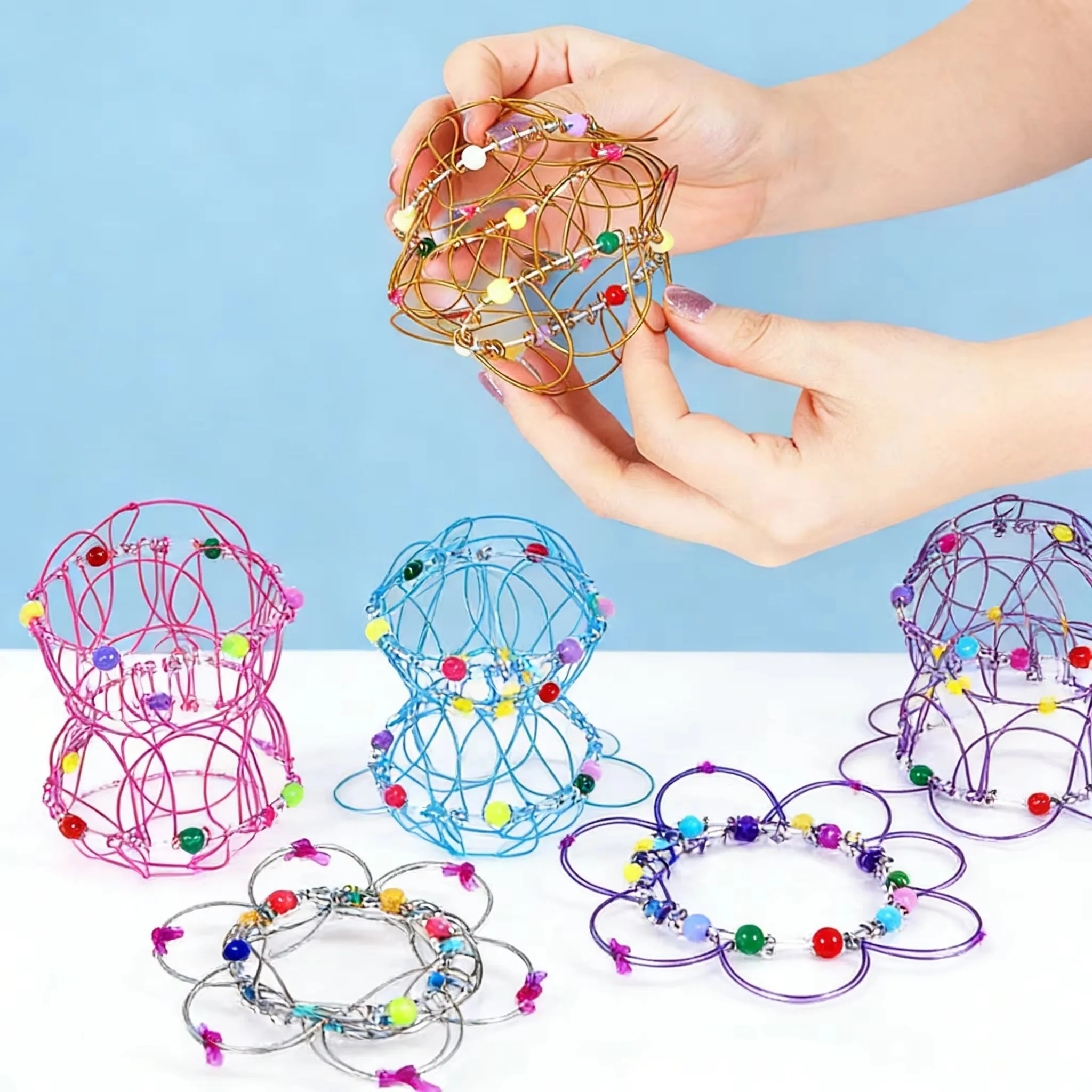 Magic Iron Ring Puzzle Toy Creative Mandala Flower Basket Decompression Fidget Toy Educational STEM Sensory Toys for Adults Kids