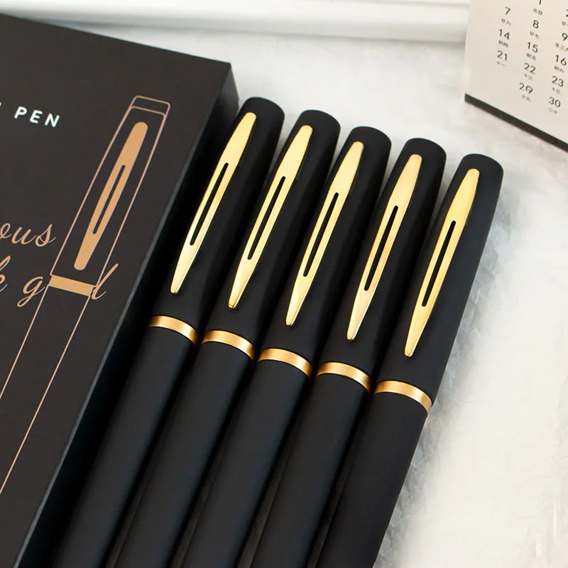 5pcs Large Capacity Gold Metal Pen Clips, 0.5mm/0.7mm/1.0mm, Multiple Specifications, Ink Signature Pens, Office Gel Pens