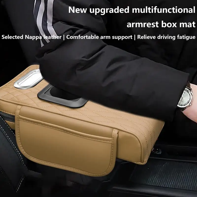 Car Center Console Cover Car Armrest Box Pillow Cushion With Storage Pockets Armrest Pillow For Car With Cup Holder And Tissue