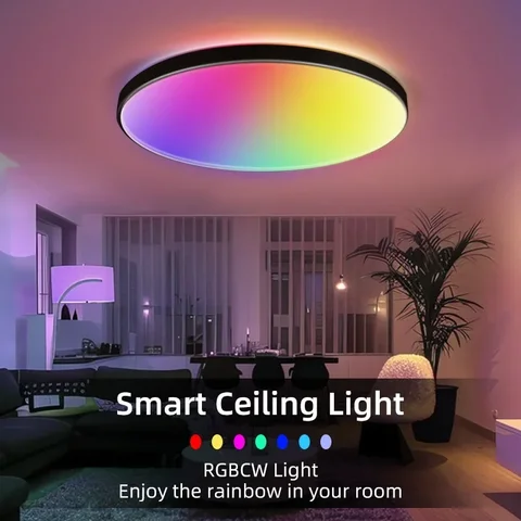 72W plafond moderne à LEDs lampe 110V 220V Rgb Dimmable lumières LED intelligentes avec télécommande plafonnier luminaire pour la décoration de la chambre