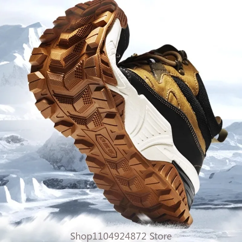 Winter Warm Wool Cotton Shoes Men's Snow Boots Fur Thick Plush Casual Thick Sole Sport High Top Boots Male Outdoor Sneakers view 5
